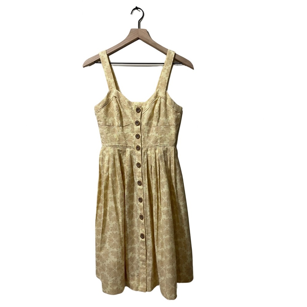 Maeve Anthropologie Floral Seersucker Pleated Flare Picnic Dress Size 0